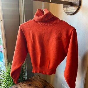 Zara Vibrant Orange Cowl Neck Sweater